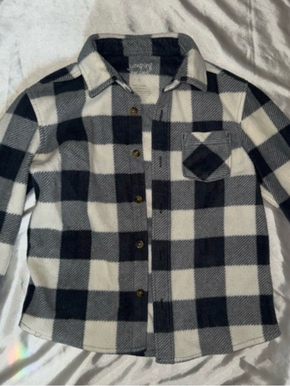 Black & White Plaid Kids Button-Up Shirt